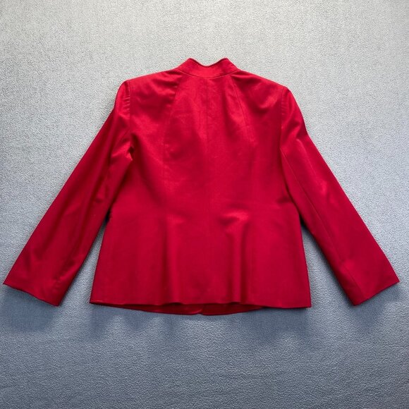 Tahari Women's Blazer Solid Red Gold Buttons Long Sleeve Lined Size 18 - Picture 2 of 12